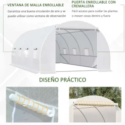 Invernadero Outsunny tipo túnel 8 ventanas blanco 200x300x600 cm