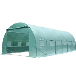 Invernadero túnel Outsunny 12 ventanas verde 200x600x300 cm