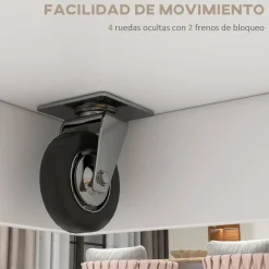 Isla de cocina Diluvio Homcom con encimera plegable 2 puertas + 2 cajones blanco 90,5x105x60 cm