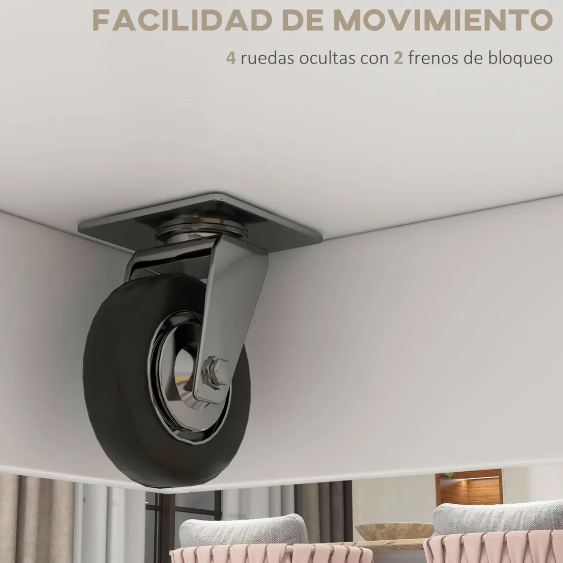 Isla de cocina Diluvio Homcom con encimera plegable 2 puertas + 2 cajones blanco 90,5x105x60 cm