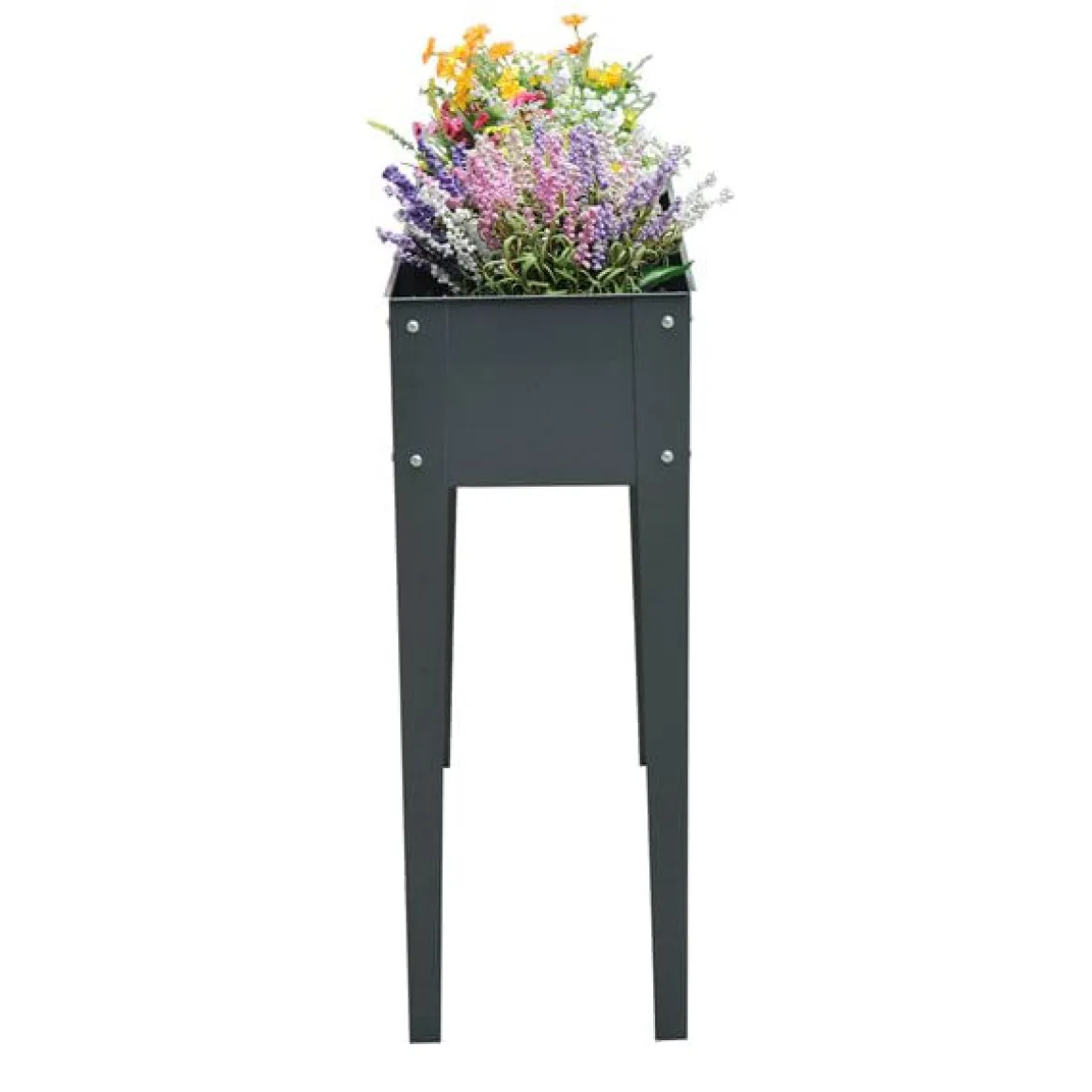 Jardinera elevada Outsunny rectangular gris ocuro 80x100x30 cm