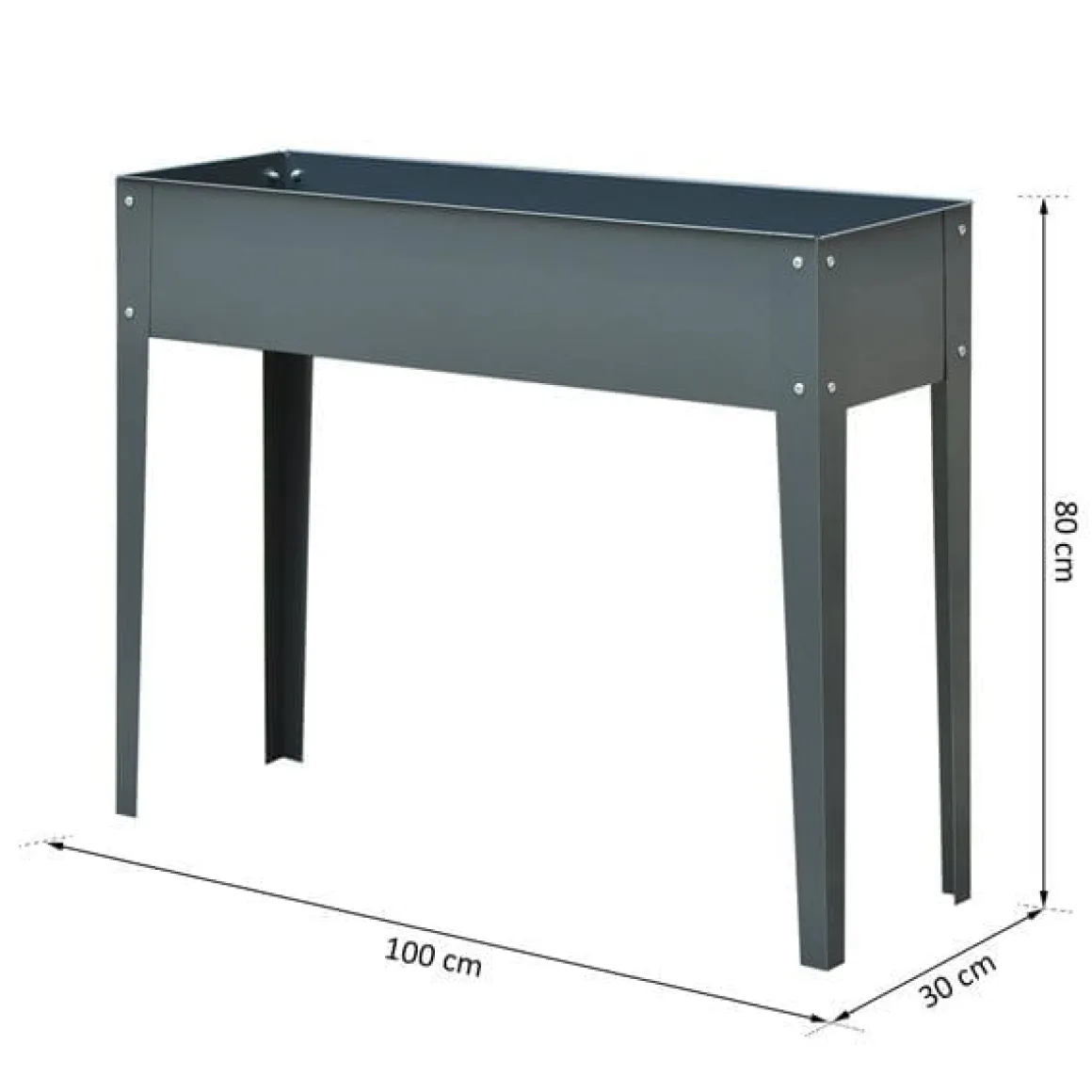 Jardinera elevada Outsunny rectangular gris ocuro 80x100x30 cm