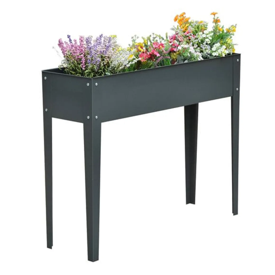 Jardinera elevada Outsunny rectangular gris ocuro 80x100x30 cm