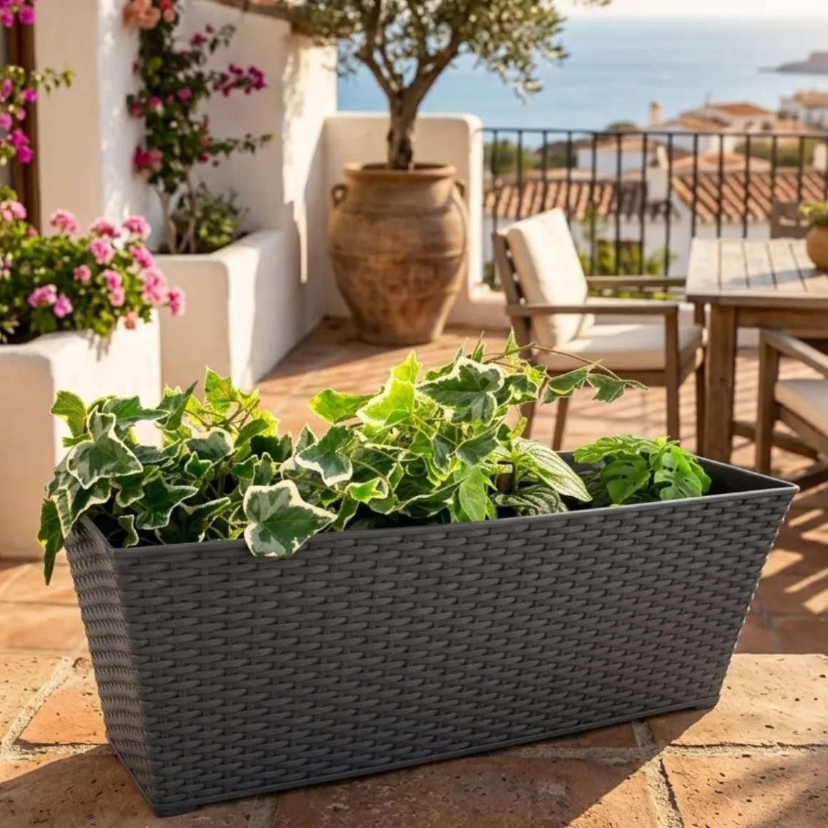 Jardinera Narayan gris 21x61x21 cm