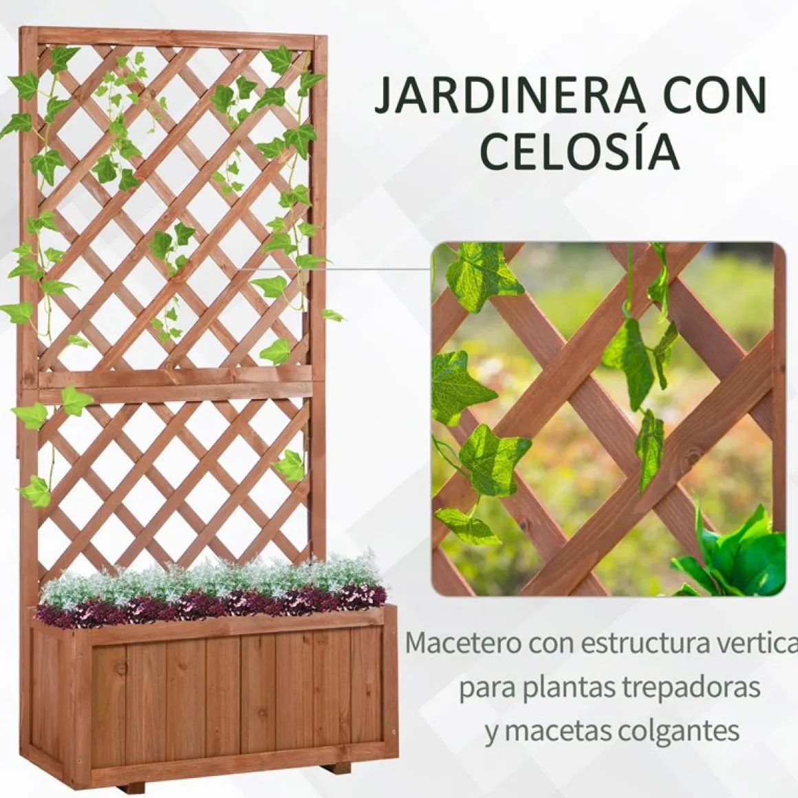 Jardinera Outsunny con enredadera natural 149,5x72,5x31,5 cm