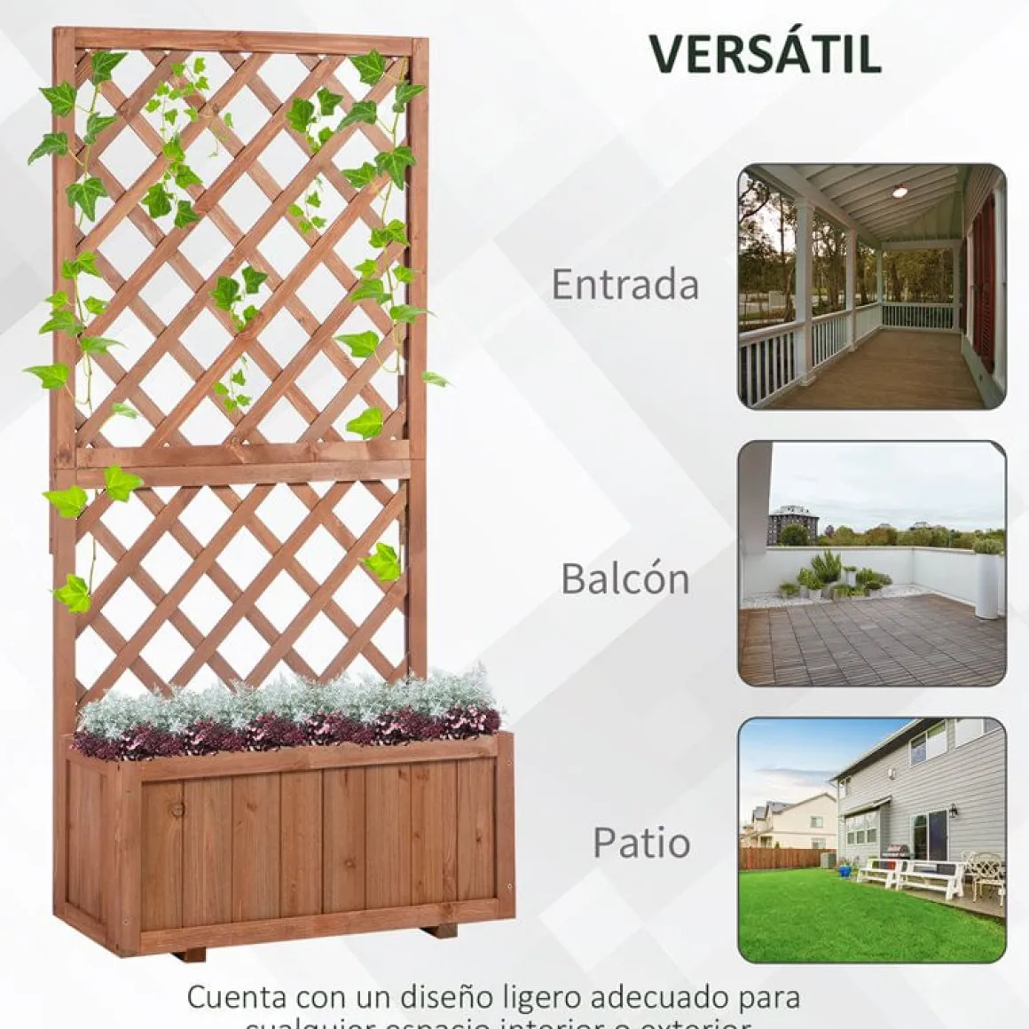 Jardinera Outsunny con enredadera natural 149,5x72,5x31,5 cm