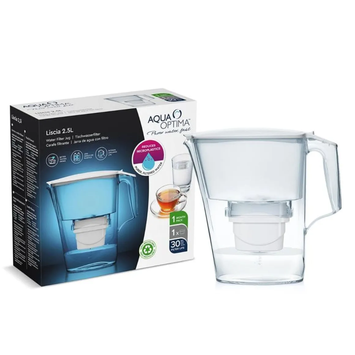 Jarra de agua con filtro Liscia Evolve Aqua Óptima 2,5L blanco