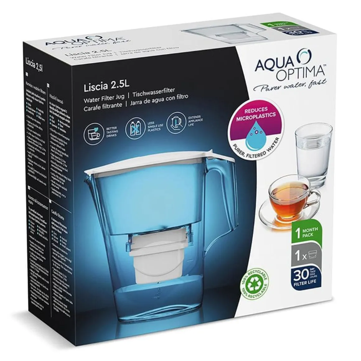 Jarra de agua con filtro Liscia Evolve Aqua Óptima 2,5L blanco