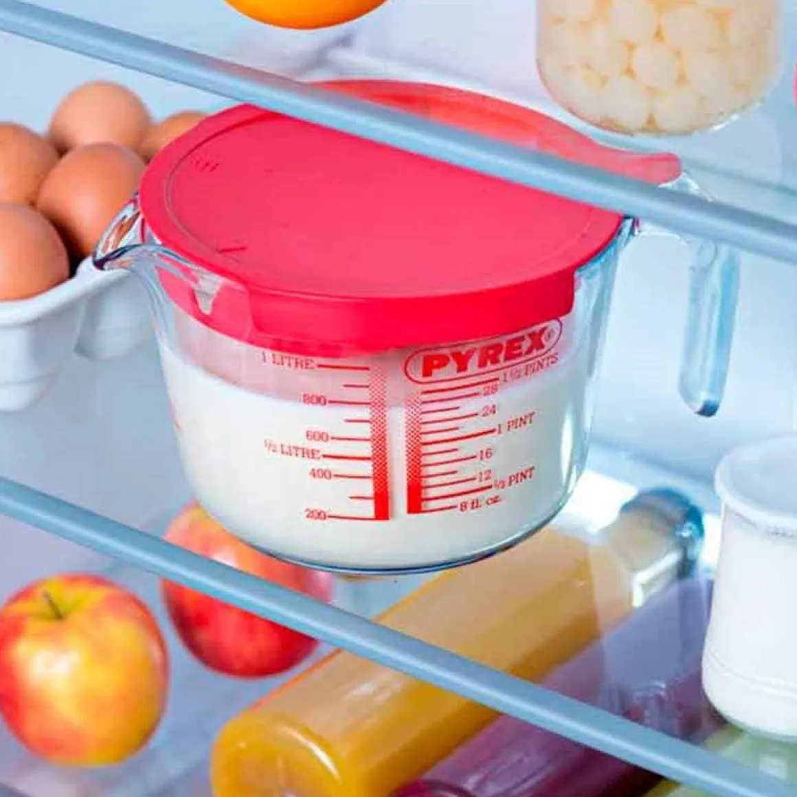 Jarra medidora Classic Pyrex con tapa 1L vidrio rojo