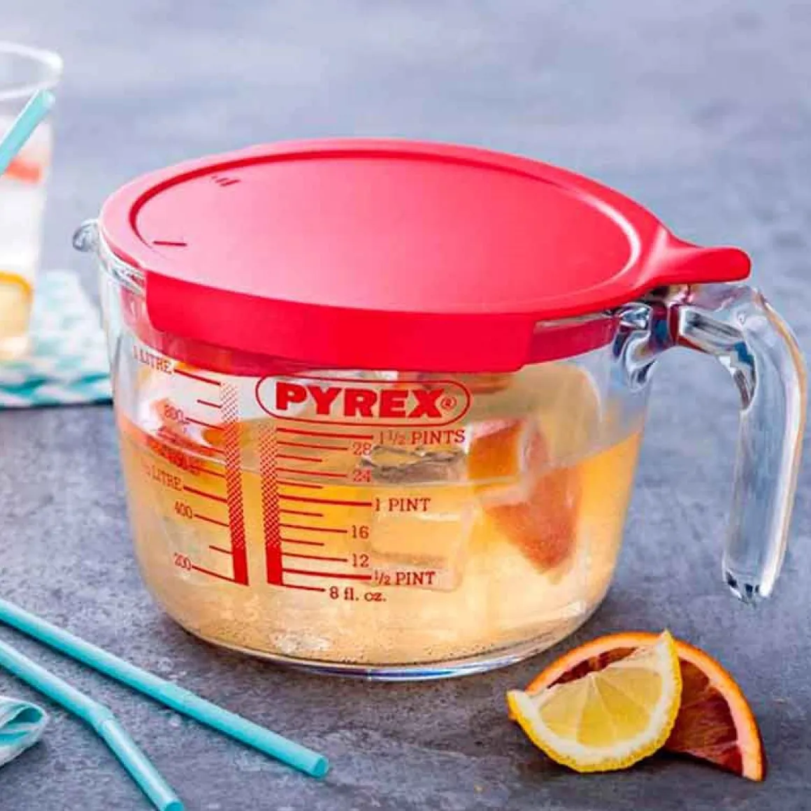 Jarra medidora Classic Pyrex con tapa 1L vidrio rojo