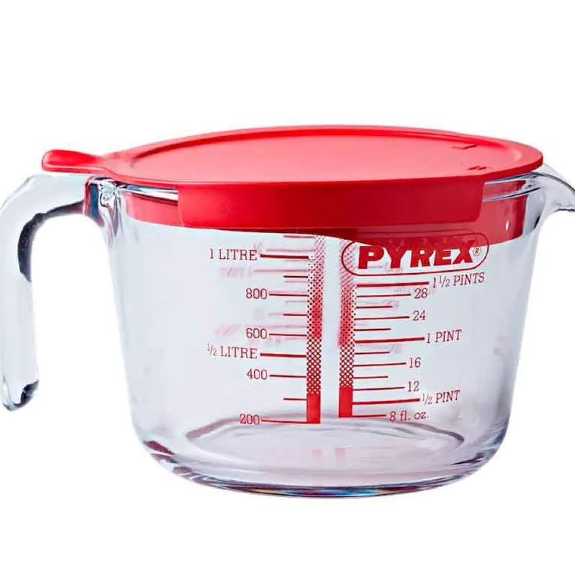 Jarra medidora Classic Pyrex con tapa 1L vidrio rojo