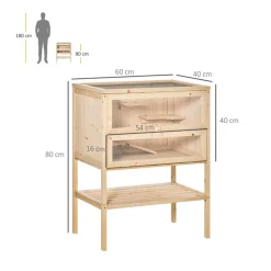 Jaula de madera para hámster PawHut 5 plataformas natural 80x60x40 cm