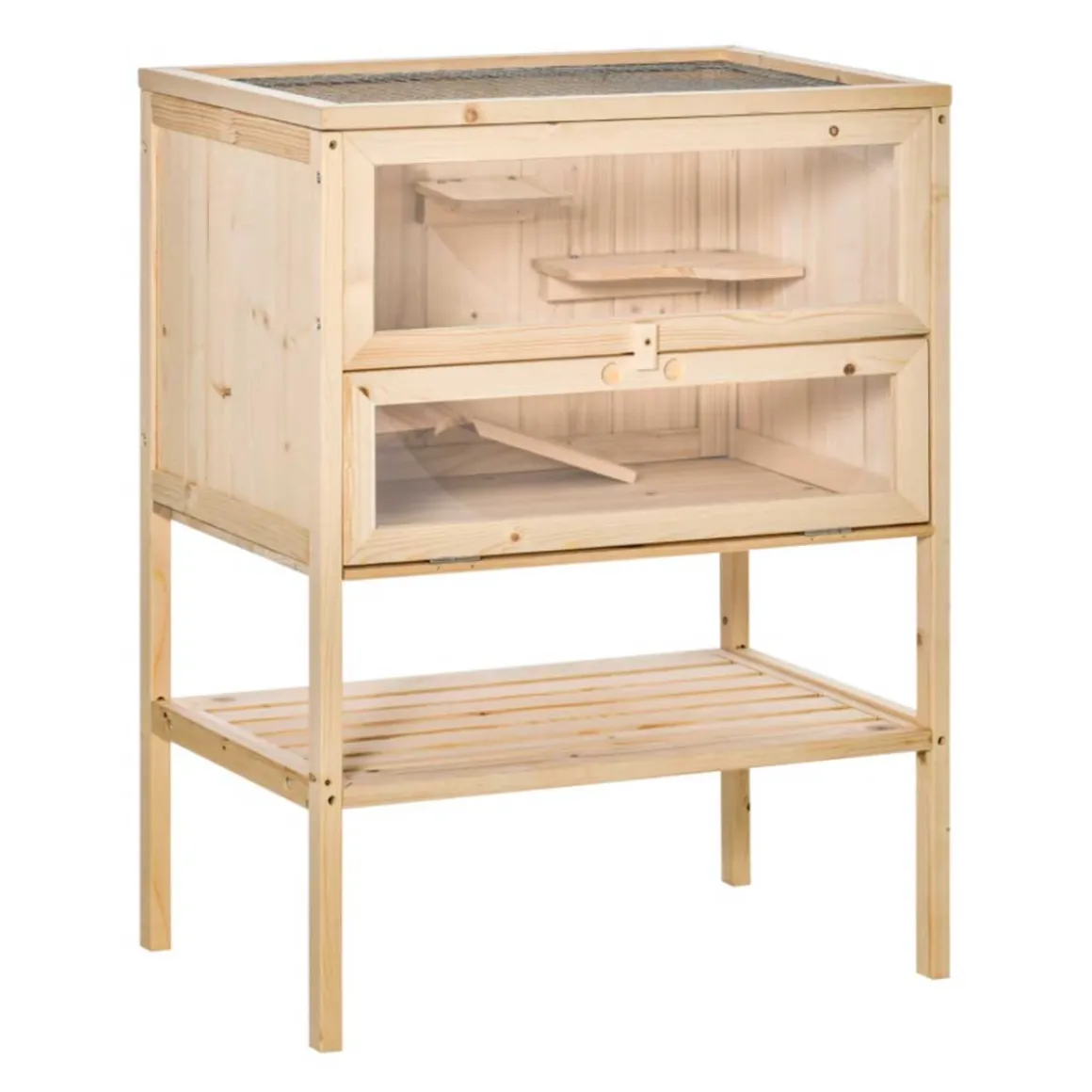 Jaula de madera para hámster PawHut 5 plataformas natural 80x60x40 cm