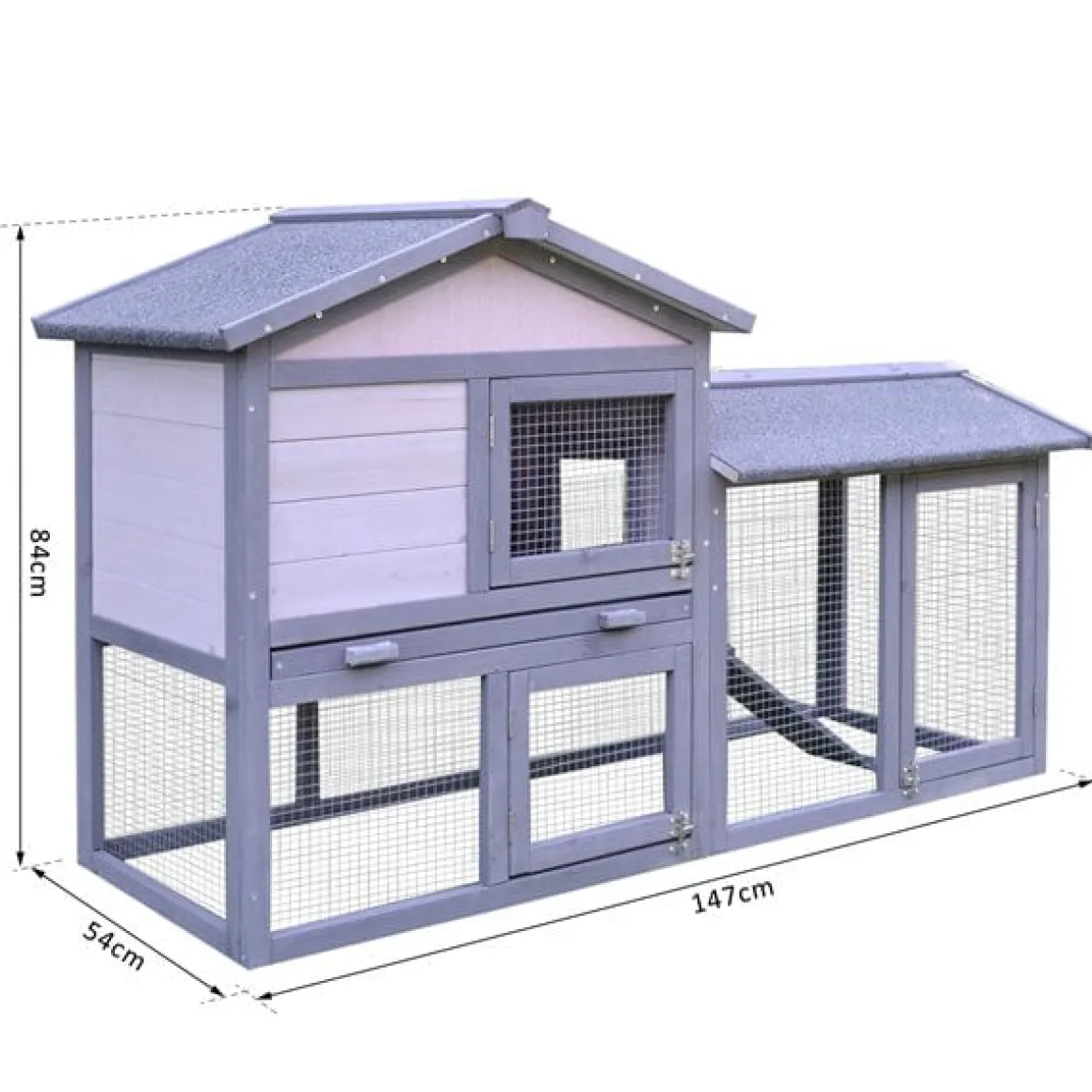 Jaula exterior de madera para animales pequeños 147x54x84 cm