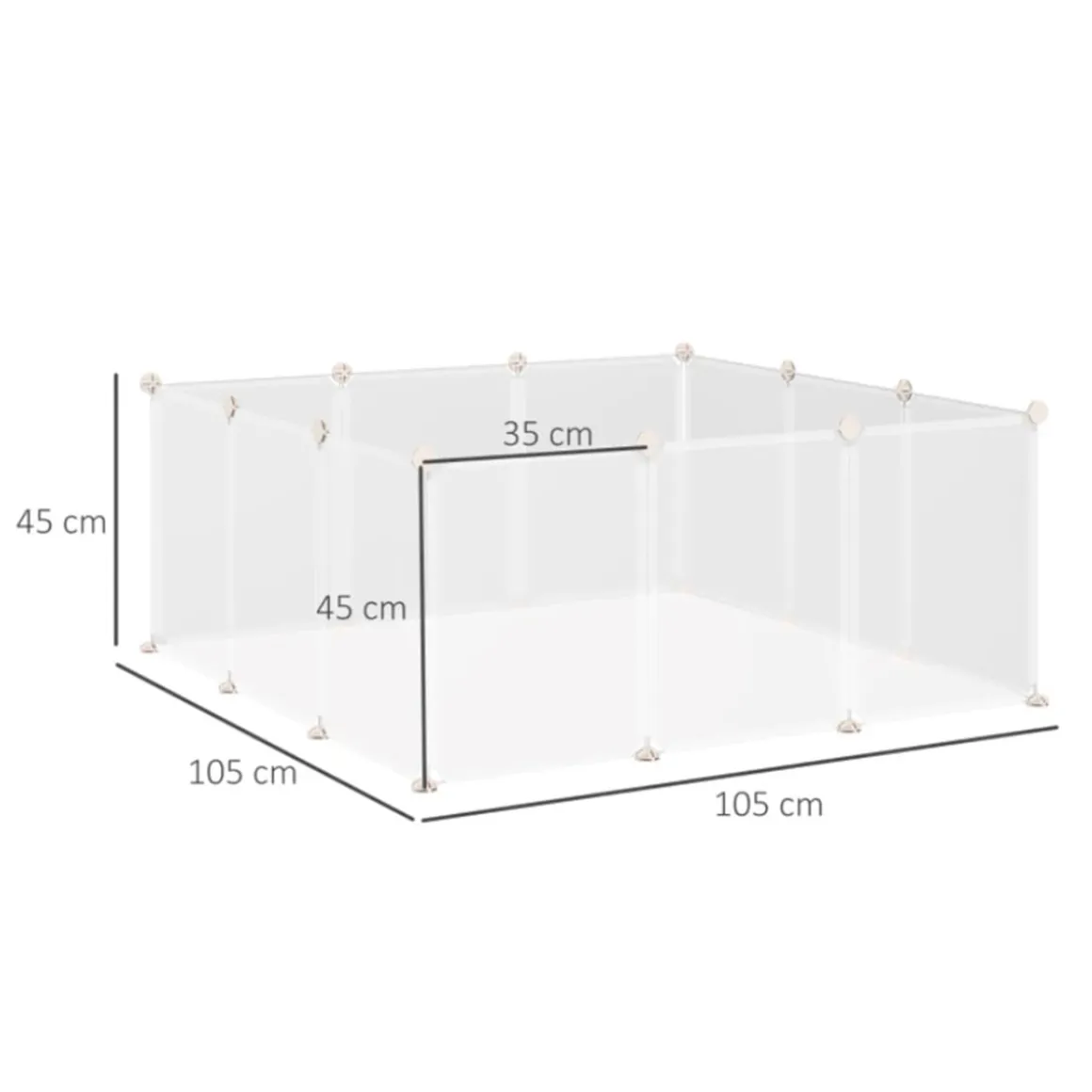 Jaula modular PawHut 12 paneles para conejos blanco 45x105x105 cm