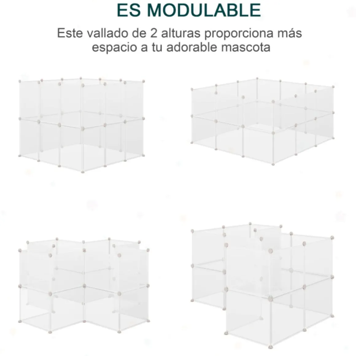 Jaula modular PawHut 12 paneles para conejos blanco 45x105x105 cm