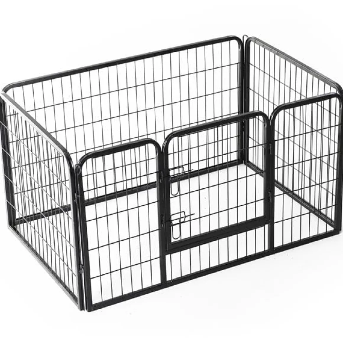 Jaula para mascotas PawHut doble cerradura 4 perros negro 70x125x80 cm