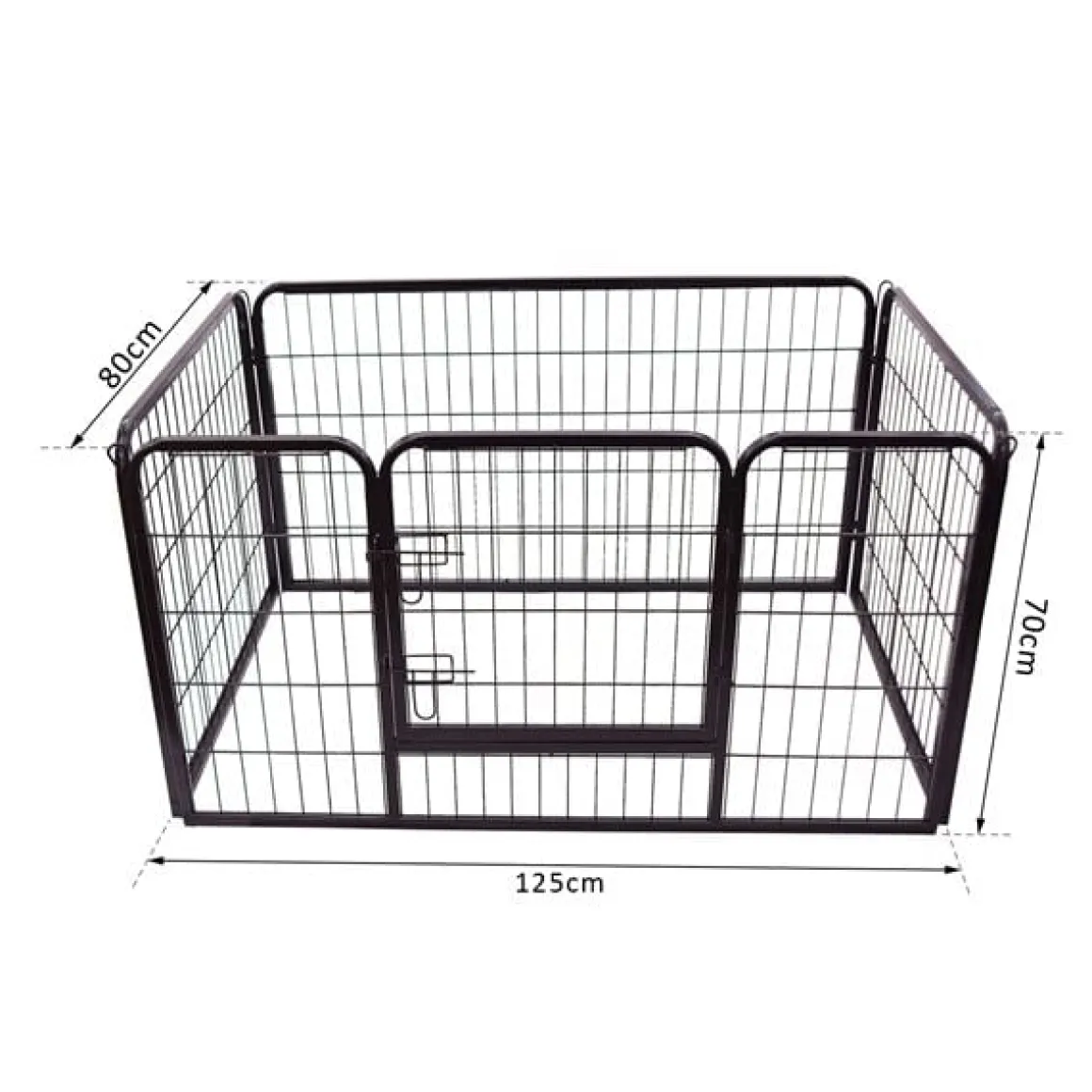 Jaula para mascotas PawHut doble cerradura 4 perros negro 70x125x80 cm