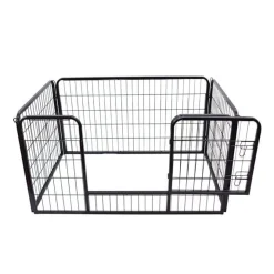 Jaula para mascotas PawHut doble cerradura 4 perros negro 70x125x80 cm
