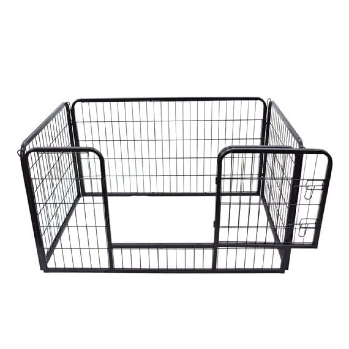 Jaula para mascotas PawHut doble cerradura 4 perros negro 70x125x80 cm