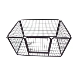 Jaula para mascotas PawHut doble cerradura 4 perros negro 70x125x80 cm