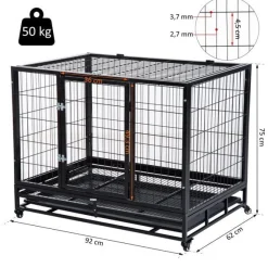 Jaula para perros PawHut aluminio negro 75x92x62 cm