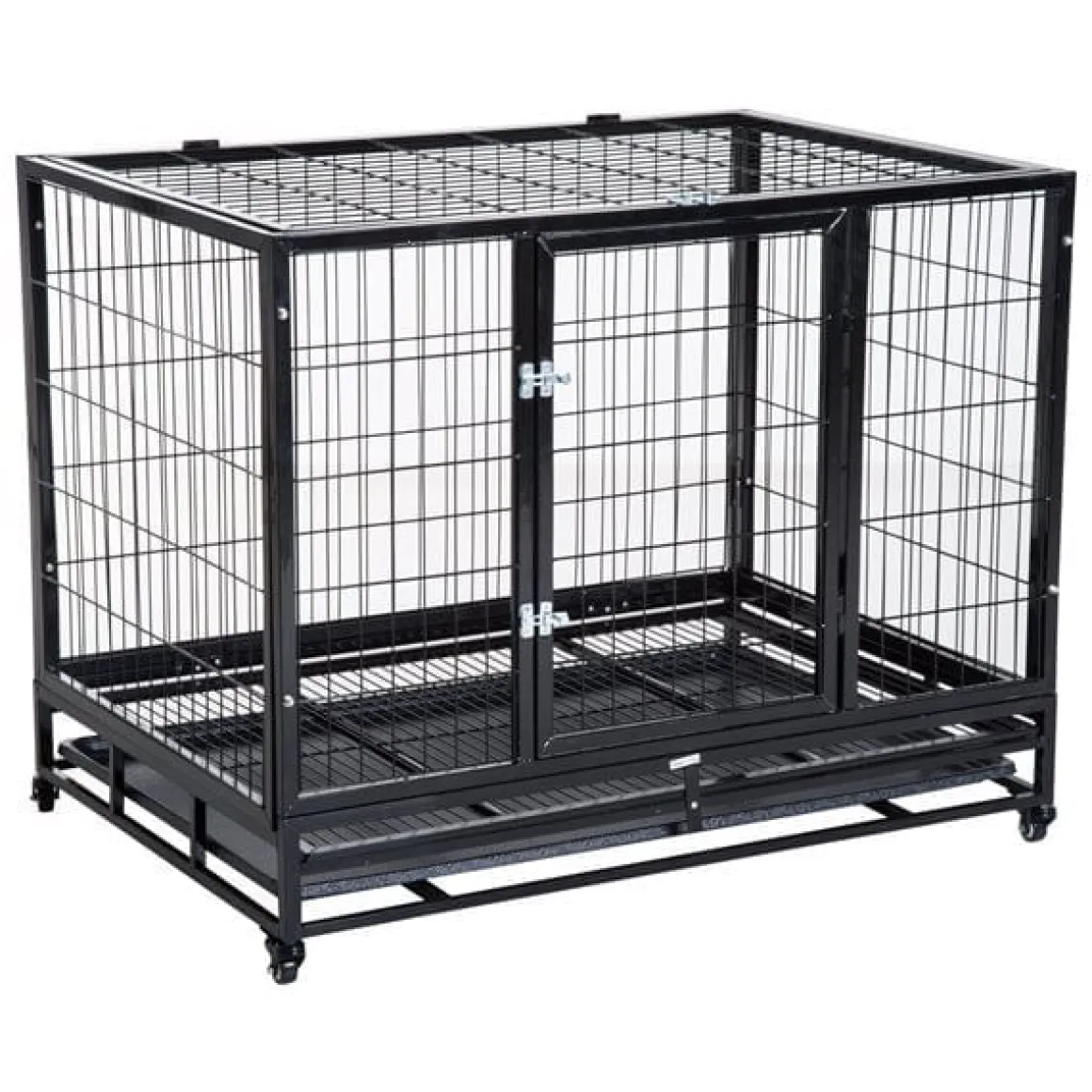 Jaula para perros PawHut aluminio negro 75x92x62 cm