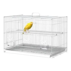 Jaula para pájaros PawHut 3 puertas + 2 perchas blanco 41x60x41 cm