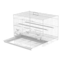 Jaula para pájaros PawHut 3 puertas + 2 perchas blanco 41x60x41 cm