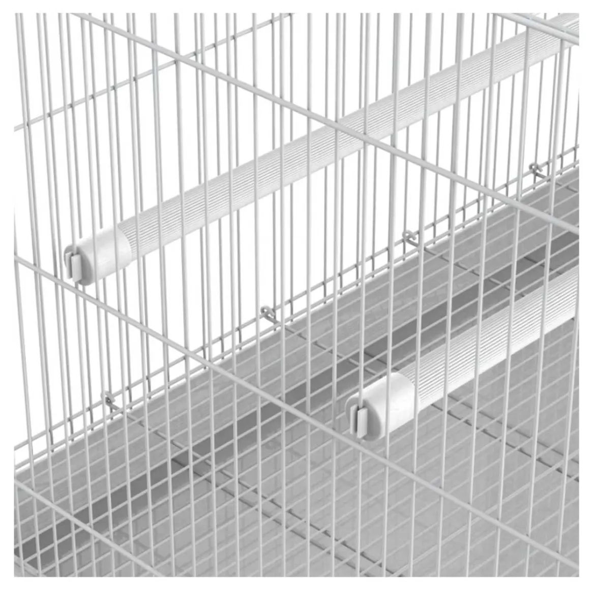 Jaula para pájaros PawHut 3 puertas + 2 perchas blanco 41x60x41 cm