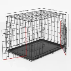 Jaula transportín PawHut para perros acero negro 57x76x53 cm