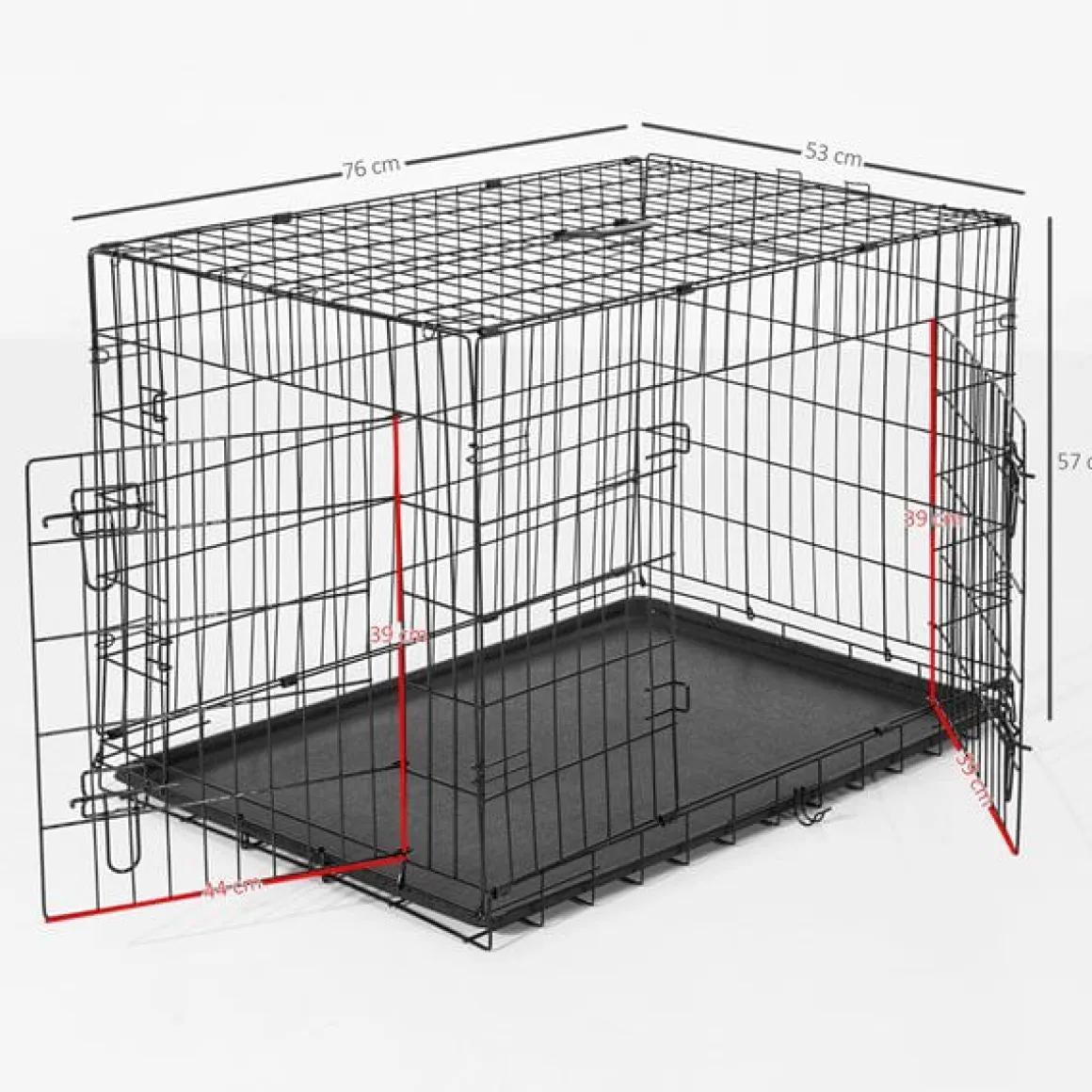 Jaula transportín PawHut para perros acero negro 57x76x53 cm