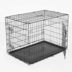 Jaula transportín PawHut para perros acero negro 57x76x53 cm