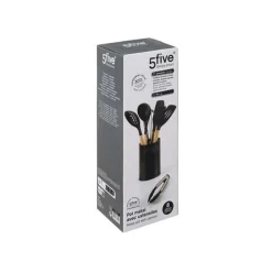 Juego de 7 utensilios de cocina con recipiente negro