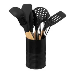 Juego de 7 utensilios de cocina con recipiente negro