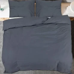 Juego de funda nórdica de edredón + almohada microfibra antracita