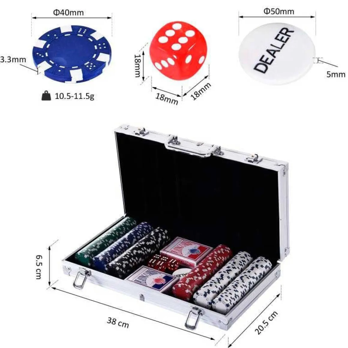 Juego de poker Homcom 300 fichas con maletín metálico
