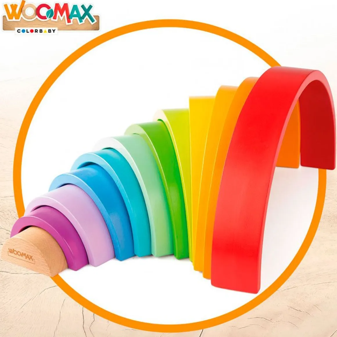 Juguete de construcción arcoíris Woomax 11 piezas +18M multicolor
