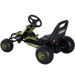 Kart a pedales Homcom asiento ajustable 3-6A negro/verde 56x99x65 cm