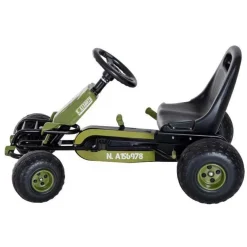 Kart a pedales Homcom asiento ajustable 3-6A negro/verde 56x99x65 cm