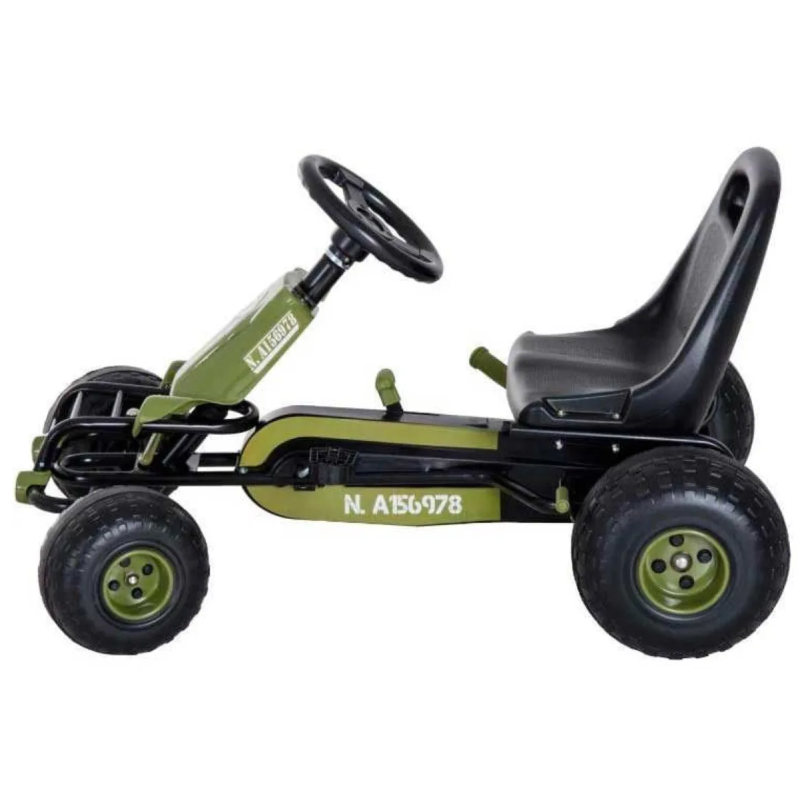 Kart a pedales Homcom asiento ajustable 3-6A negro/verde 56x99x65 cm