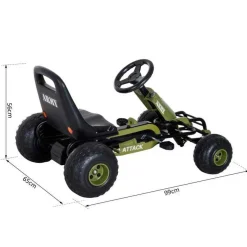 Kart a pedales Homcom asiento ajustable 3-6A negro/verde 56x99x65 cm