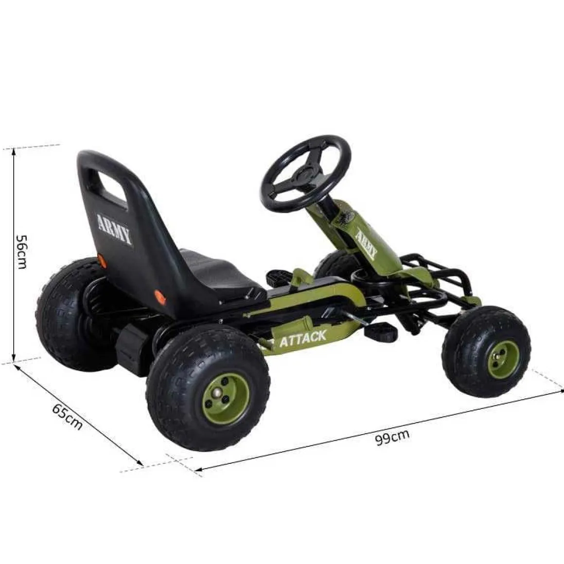 Kart a pedales Homcom asiento ajustable 3-6A negro/verde 56x99x65 cm