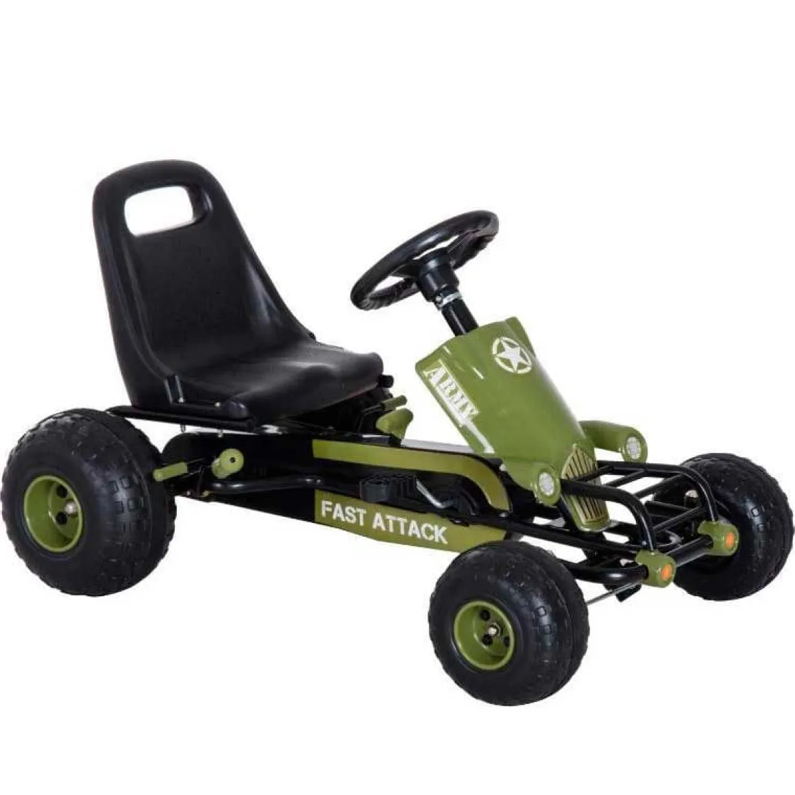 Kart a pedales Homcom asiento ajustable 3-6A negro/verde 56x99x65 cm