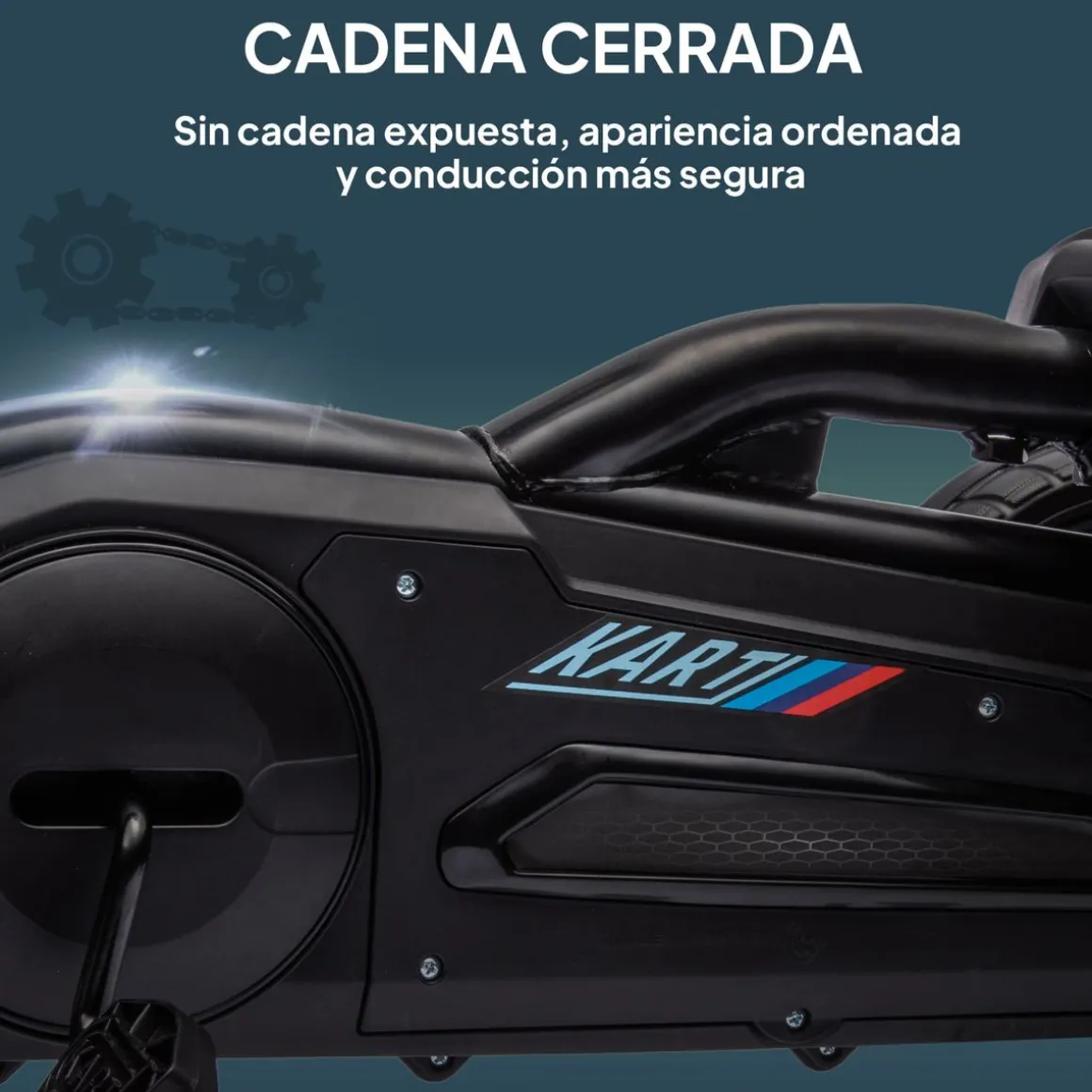 Kart infantil a pedales Go Kart Homcom altura regulable negro 58,5x58x100 cm
