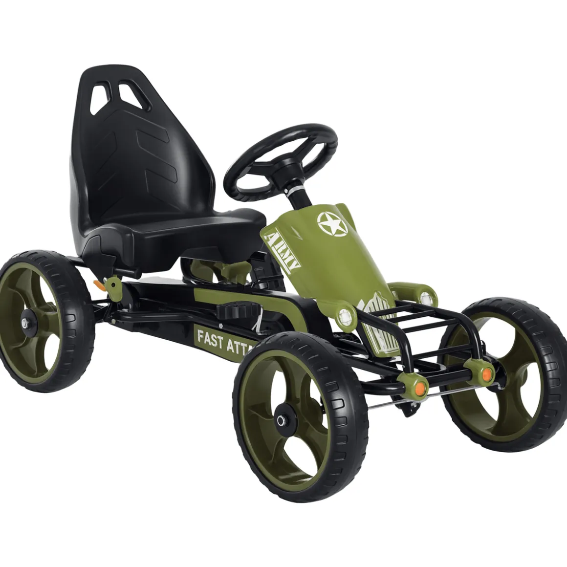 Kart infantil a pedales Homcom con asiento regulable +3A verde 61x105x54 cm