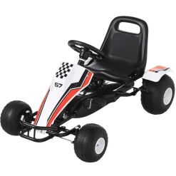 Kart infantil a pedales Homcom asiento ajustable +3A blanco/negro 57x104x66 cm