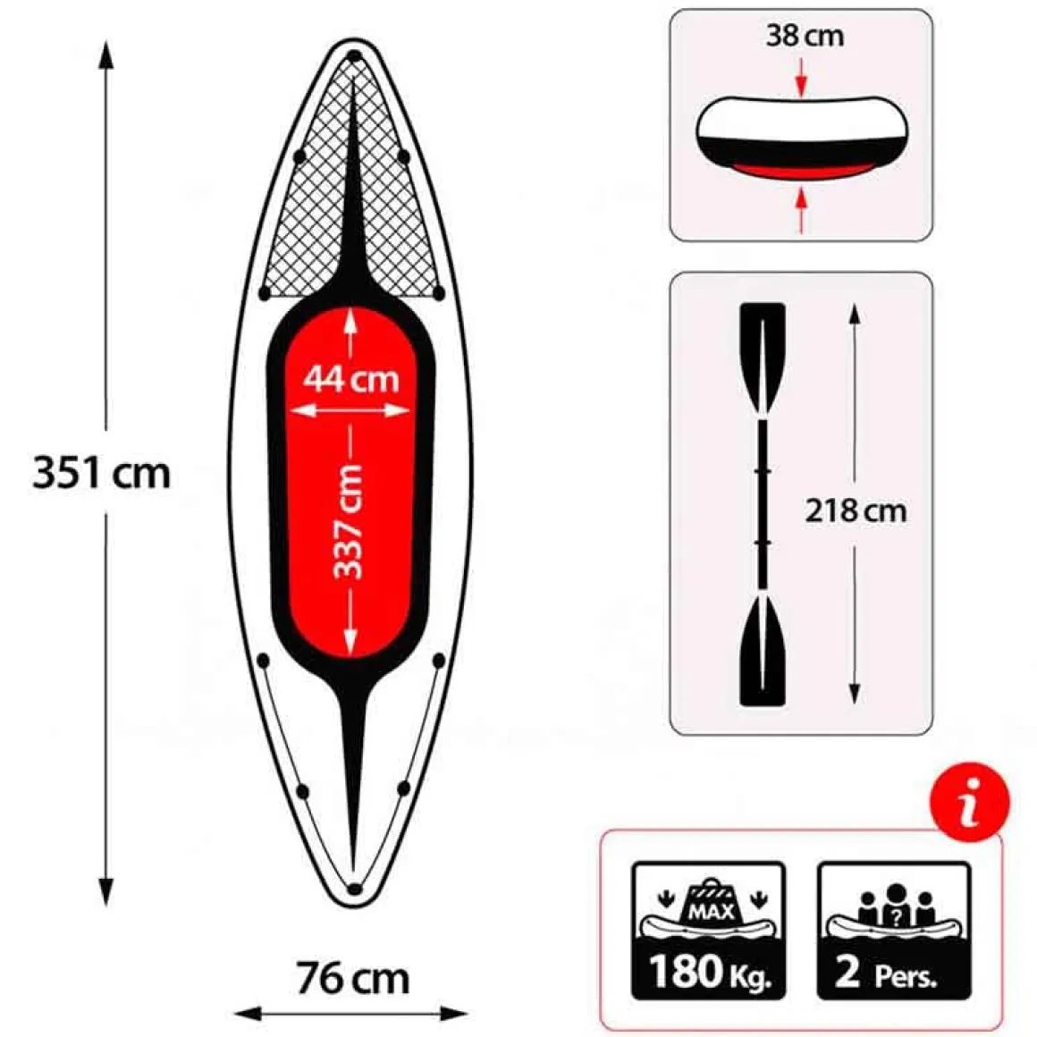 Kayak hinchable Challenger K2 Intex 2 plazas 2 remos+bomba de hinchado verde 38x76x351 cm