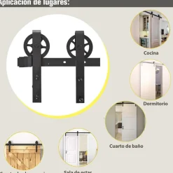 Kit de herrajes Homcom para puertas correderas negro 200 cm