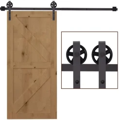 Kit de herrajes Homcom para puerta corredera cafe 183 cm